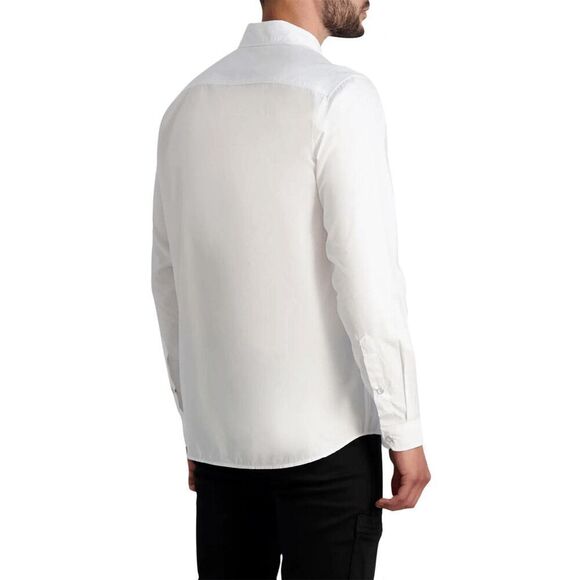 Karl Lagerfeld Paris Men's Snap Front Slim Fit Button-Down Shirt - White L - Picture 8 of 8